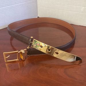 Lauren Ralph Lauren Brown Leather Belt & Gold Tone Hardware Buckle Women Medium